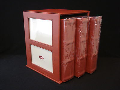Bridgemill Photo Frame & 3 Albums Library Artificial Leather Cover Reddish Brown-image