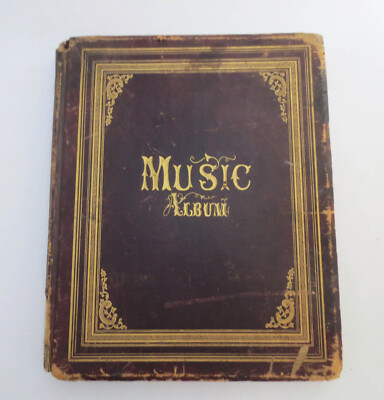 Antique 1868 Leather Music Book Full of Philadelphia PA Merchant Advertising-image