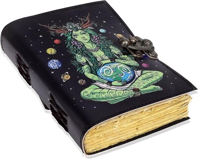 Book of Spells Mother Of Earth Leather Bound Journal Deckle Edge Paper Colorful-image