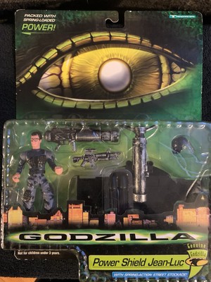 Vintage Godzilla Power Shield Jean-Luc Action Figure Set 1998 Sealed-image