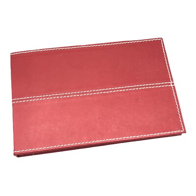 Red Leather White Stitching Photo Album. 4x6 Or 5x7. Unused.-image