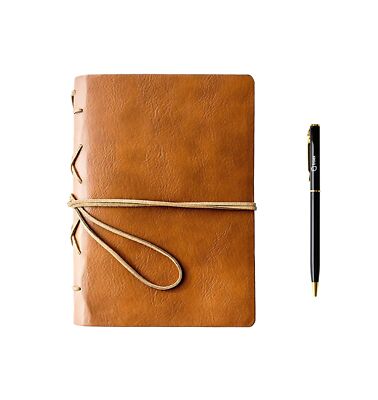 PU Leather Journal Writing Notebook with Ballpoint Pen, String Closure & Unli...-image