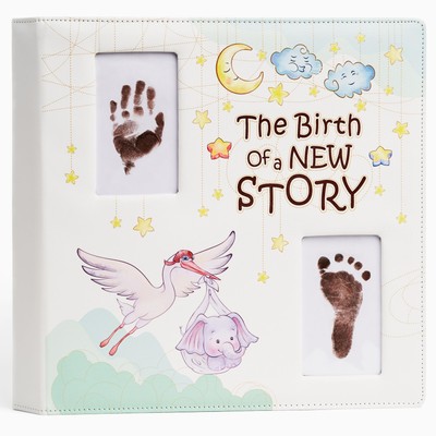 Keepsake Baby Memory Book Girl Boy – Timeless Leather-Bound Baby Milestone Bo...-image