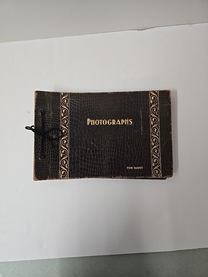 Vintage Geniune Leather Photo Album Book Alligator Embossed READ-image