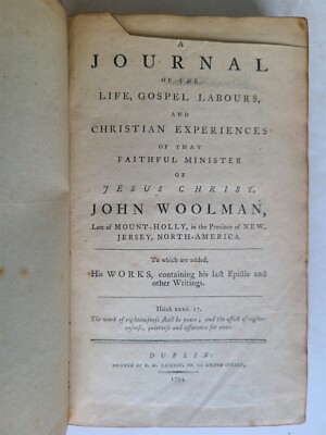 1794 ABOLITION antique Journal of Life Gospel Labours of JOHN WOOLMAN-image