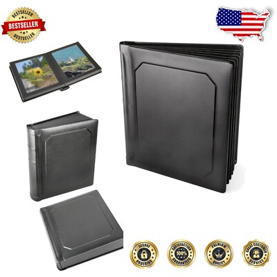 Luxurious Leatherette Photo Album - Holds 30 8x10 Photos, 15 Pages, Black-image