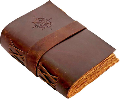 A4, Large, Leather Bound Journal, Compass Rose, Nautical Compass, Ships Log,-image