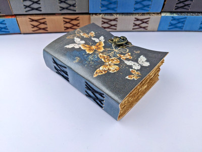 Vintage Leather bound Journal Antique Handmade Paper Notebook Diary Sketchbook-image