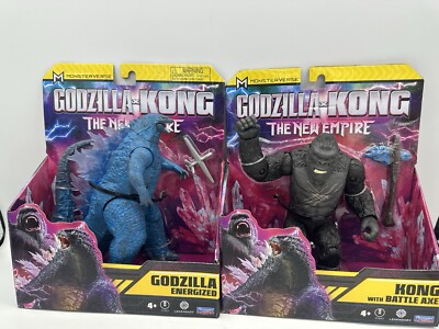 Lot of 2 - Godzilla x Kong Blue Godzilla Energized & Kong w/ Battle Axe, New Set-image