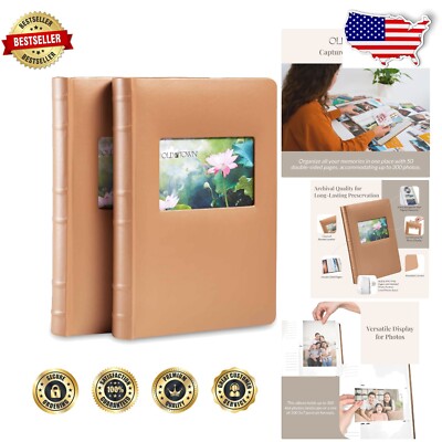 Deluxe 2-Pack Bonded Leather Photo Albums for Preserving Cherished Memories-image