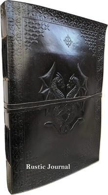Handmade Vintage Leather Double Dragon Bound Journal Notebook Diary Sketchbook-image