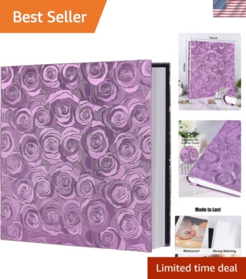 Stunning Purple Faux Leather Photo Album with 600 Pockets for Lifelong Memories-image