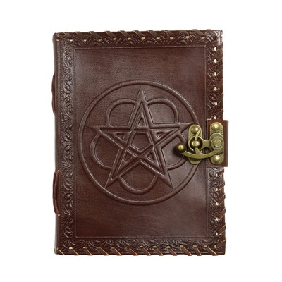 Leather Bound Pentacle Wicca Book Shadows Pentagram Wiccan Witch Spell Journal-image