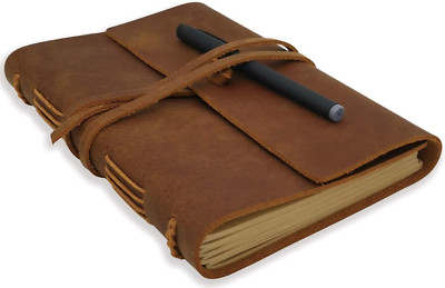 Leather Journal Writing Notebook - Genuine Leather Bound Daily Notepad for Men &-image
