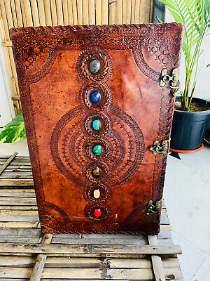 New Handmade World Leather Journal Writing Notebook Bound Notepad 22X14 inch-image