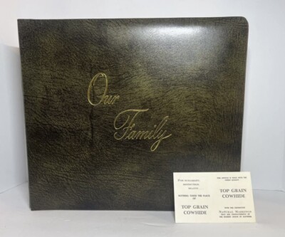 Large Vintage Real Top Grain Cowhide Our Family Photo Photographers Album-image