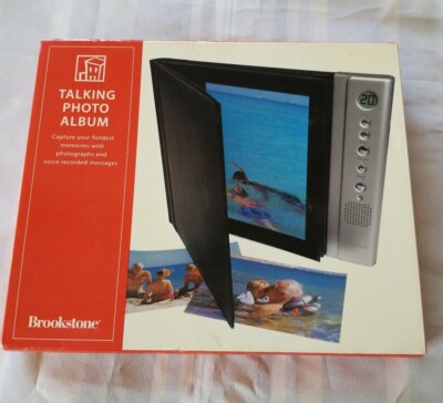 Brookstone Talking Photo Album Talking Family Pictures 20 Page Memories Leather.-image