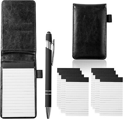 Pocket Notebook Leather 3 x 5 inch Hard Cover Journal Mini Notepad with Pen-image