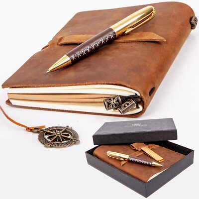 Premium Leatherbound Writing Journal Set: Real Authentic Antique Style-image