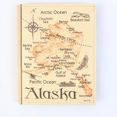Alaska Map Alaskan Cruise Trip Faux Embossed Leather Photo Album Book 24 4x6-image