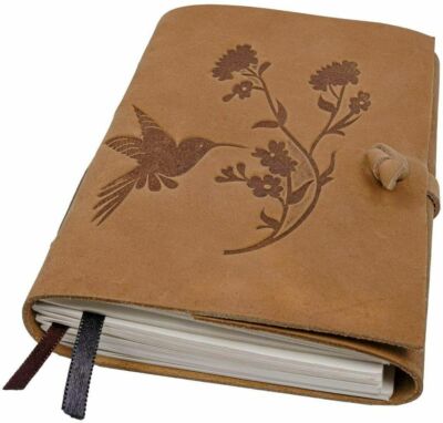 Leather Journal Bird & Flower Engraved Leather Bound Writing Journal For Men-image