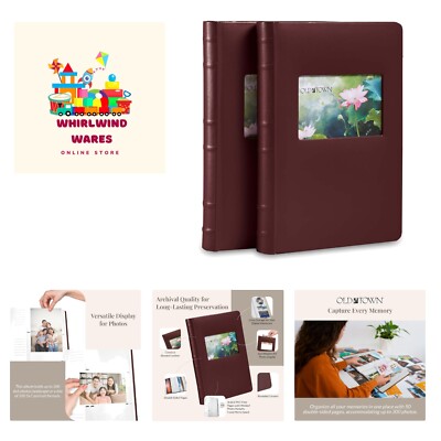 2-Pack Bonded Leather Photo Albums, Multi Size Photo Album 5x7 & 4x6 Slots, A...-image