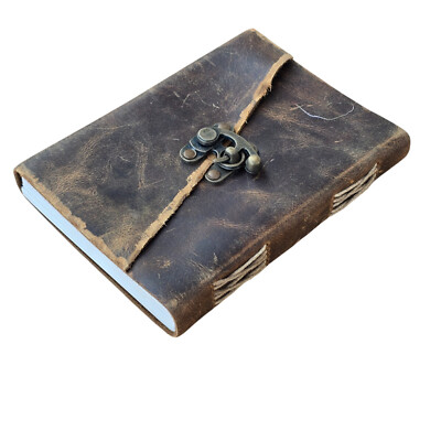 Leather Bound Vintage Design Diary with unlined pages| 200 Pages |-image