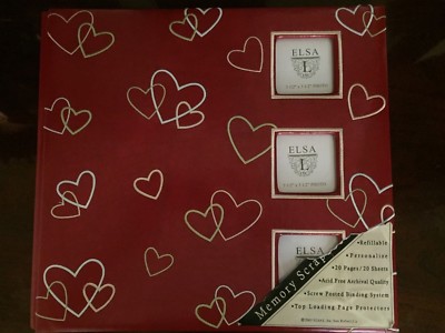 Red Leather Memory  Album w/Hearts Embroider & Post Binding-20 Pgs-image