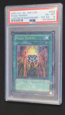 Yugioh! Mage Power Ultra Rare LON - 050 Magic Card 1st Edition PSA 6 EX - MT-image