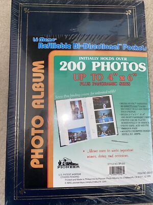 Pioneer 4 x 6 Vintage Photo Album Holds 200 Photos 1998 Blue Sealed-image