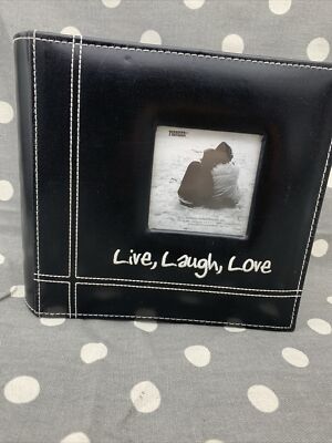 Pioneer Photo Albums 12x12 Live Laugh Love Black Faux Leather Frame Scrapbook-image