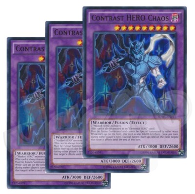 Yugioh - Contrast HERO Chaos x 3 - Ultra Rare NM - Free Holographic Card-image