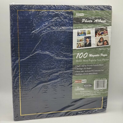Pioneer 100 Page Magnetic Photo Album Storage Acid Free Self Stick New Blue-image