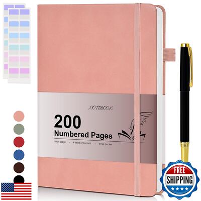 Lined Journal Notebook for Men Women, 200 Numbered Pages Leather Hardcover Jo-image