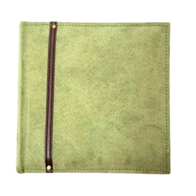 Faux Suede Leather Green & Brown 200 4x6 Photo Album Scrapbook 50 Pages Total -image