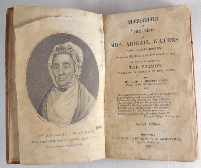 MEMOIRS OF THE LIFE OF MRS. ABIGAIL WATERS, J. Huntington -1817 leatherbound-image