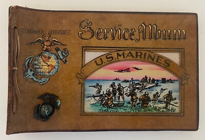 USMC Leather Bound Service Album With Black & White Photographs - 1951-image