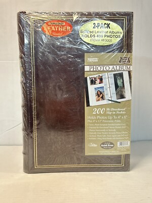 Vintage Pioneer Leather Photo Albums Set Of 2 Each Holds 400 Photos 4x6 Burgundy-image