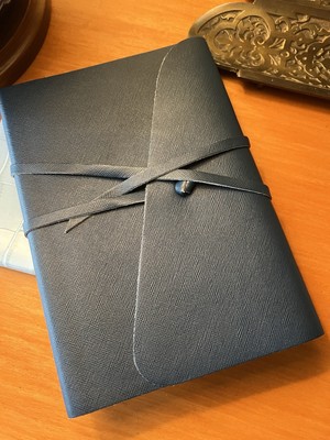 Leather Bound  Journal  Handmade in Italy Pelletteria Artistica Frienze w/tie-image