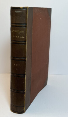 1869 Appleton’s Journal of Literature Science & Art Volume 1 First Leather Bound-image