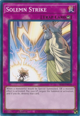 1x Solemn Strike - SR10-EN039 - Common - 1st Edition NM YuGiOh!  Structure Deck:-image