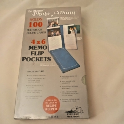 Vintage Le Memo Photo Album Grey Flip Pockets Holds 100 4x6 SF-46 NOS Sealed-image