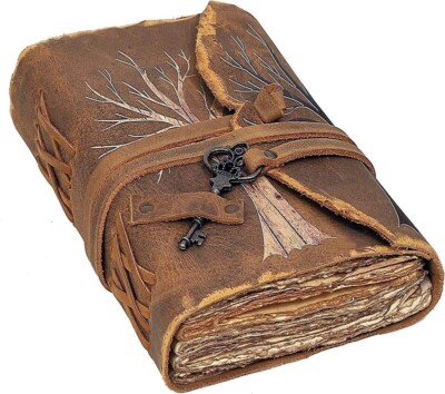 Leather Journal Tree of Life Writing Notebook Handmade Leather Bound Daily New-image