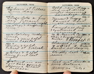 1932 antique DIARY Pittsfield ma Geo OBrien in leather general electric journal-image