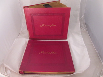 2 Antique Leather Bound Decca Record Albums w 18 Records Swing Lo Sweet Chariot -image