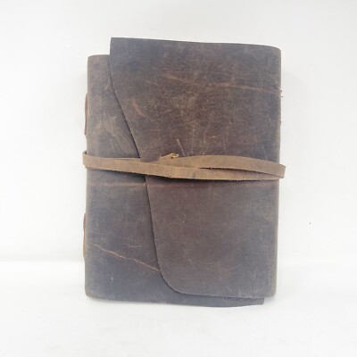 Leather Journal Notebook Planner Handmade Unlined Paper Pages Bound Writing RARE-image