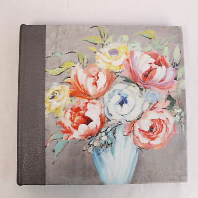 Floral Painted Photo Album Faux Leather Spine Holds 120 4x6 Photos-image