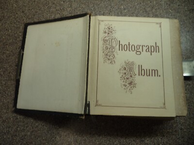 ANTIQUE VICTORIAN ERA BOUND LEATHER FAMILY PHOTO ALBUM WITH 37 PHOTOS-image