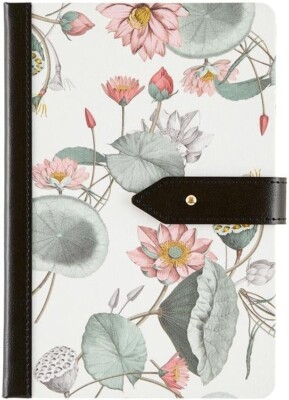 Vegan Leather Bound Linen Covered 222 Page Lined Journal 6x8 - Retired Floral-image