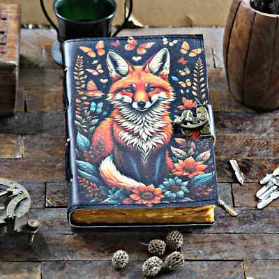 Handcrafted Leather Fox Journal Rustic Notebook for Writing & Sketching Gift-image